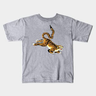 Leaping and Jumping Japanese Tiger Kids T-Shirt